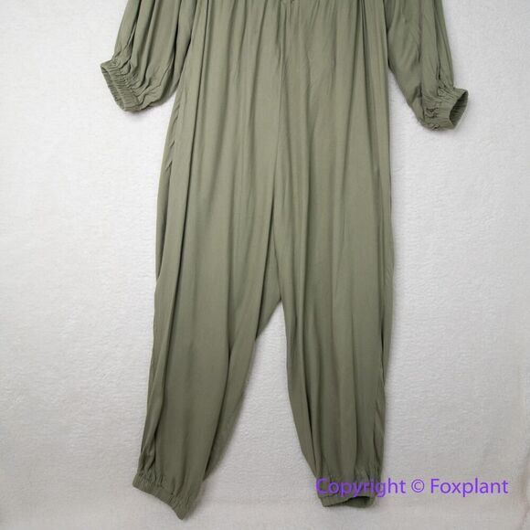 New! Eloquii Plus size Off The Shoulder Utility green‎ Jumpsuit , size 22 - Picture 10 of 15